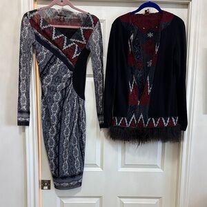 Jean Paul Gaultier vintage knee lengths dress with jacket size, small black/red